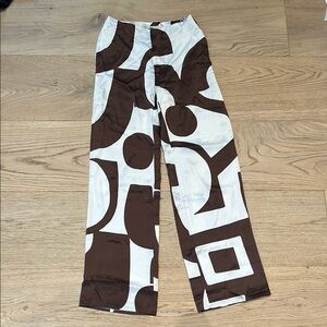 Geometric Brown and White Pants